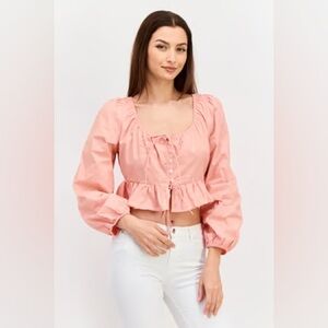 EN SAISON | pink cotton blouse | size large